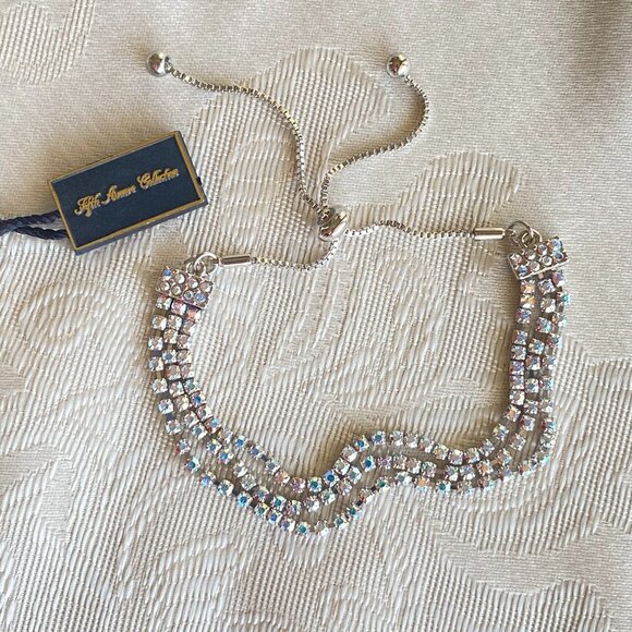 FAC Swarovski Crystal Silver Tone Slider Bracelet - Picture 2 of 7